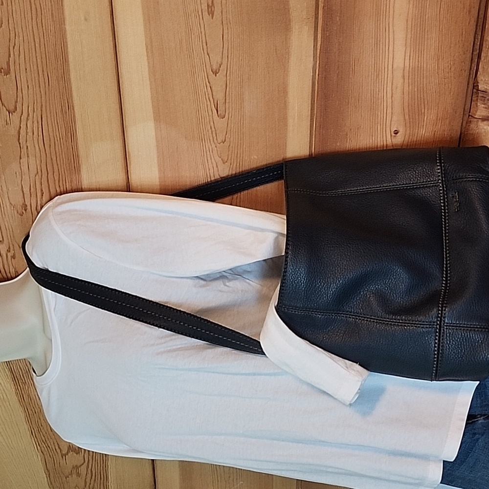 Navy Blue Pebbled Leather  Shoulder Bag Purse, by the Sak